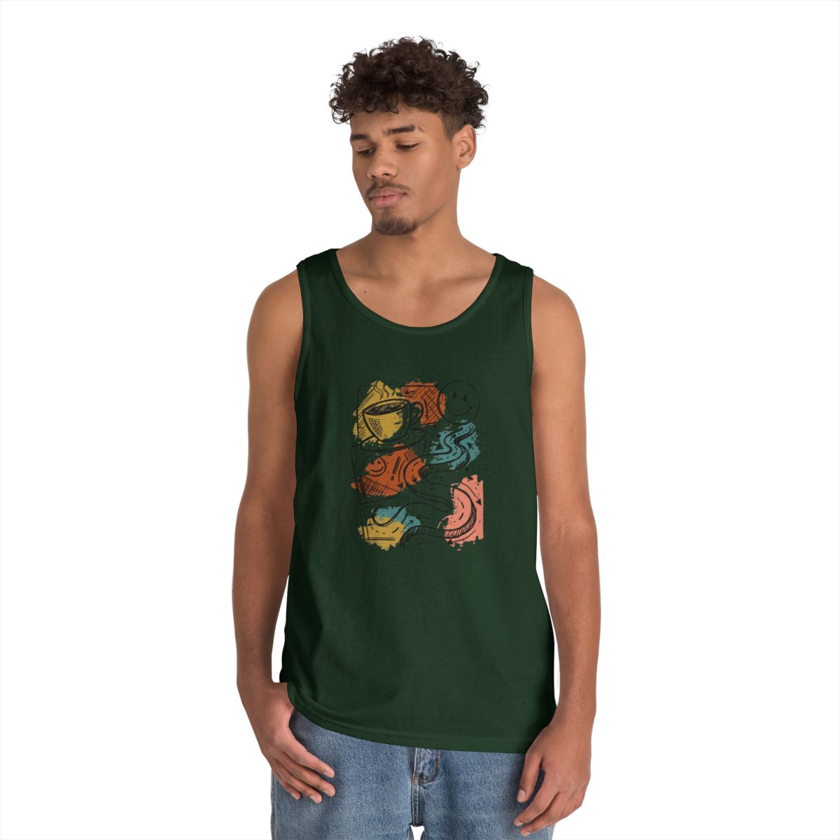 Color: Forest Green | Happy Coffee Tank Top