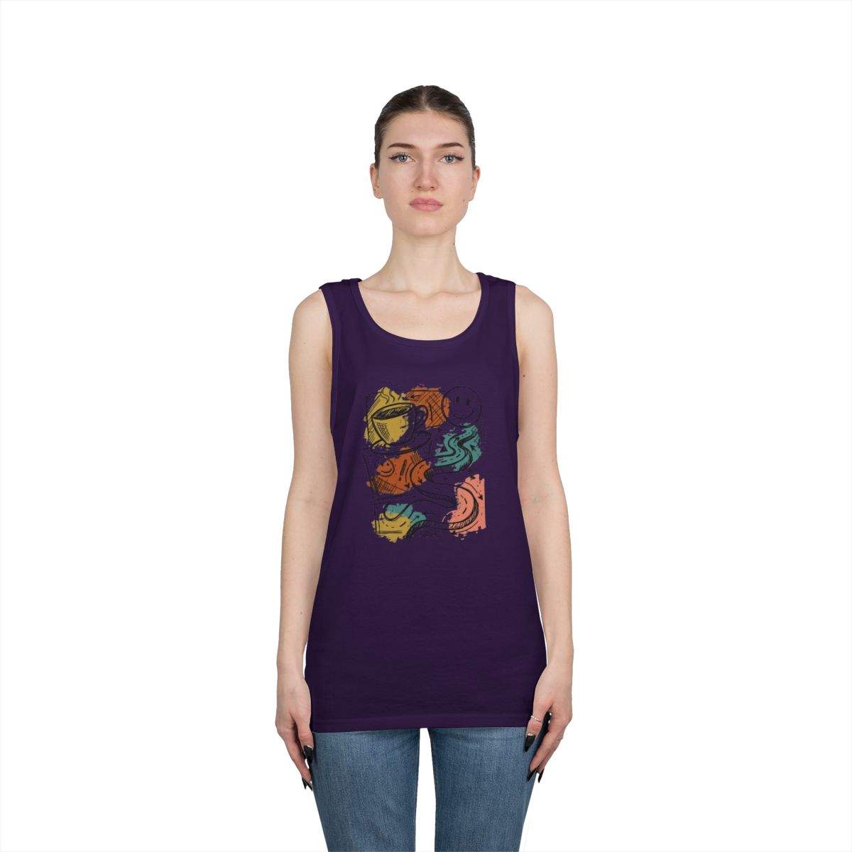 Color: Purple | Happy Coffee Tank Top