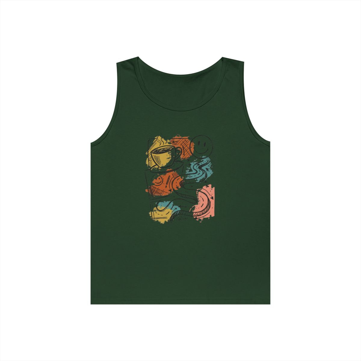 Color: Forest Green | Happy Coffee Tank Top