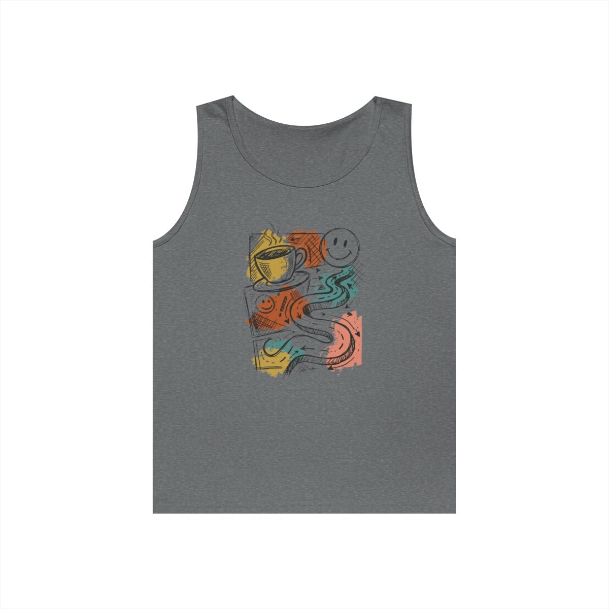 Color: Graphite Heather | Happy Coffee Tank Top