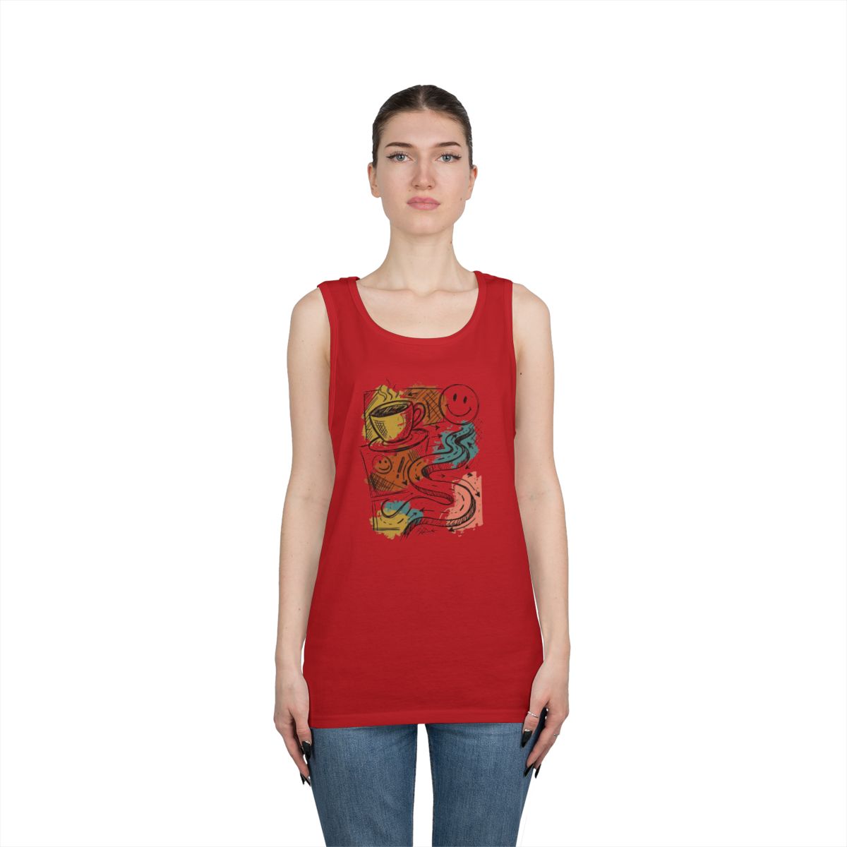 Color: Red | Happy Coffee Tank Top