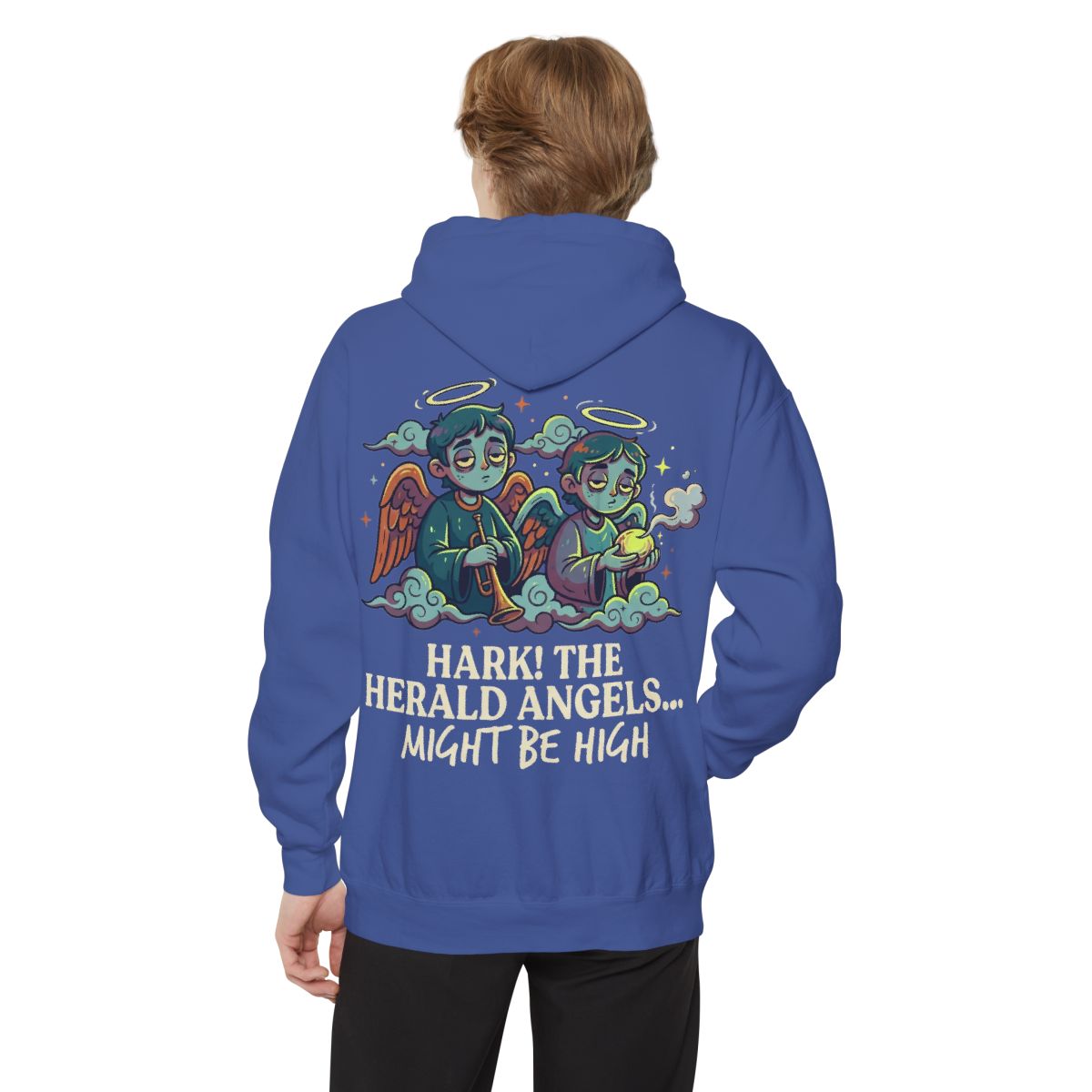 Color: Flo Blue | Hark The Herald Angels Garment-Dyed Hoodie