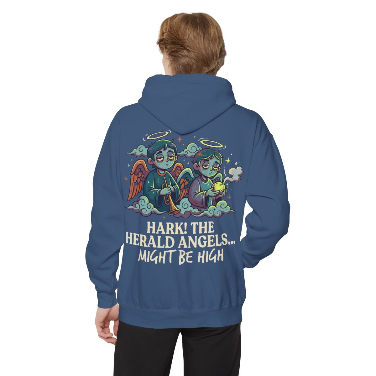 Color: True Navy | Hark The Herald Angels Garment-Dyed Hoodie