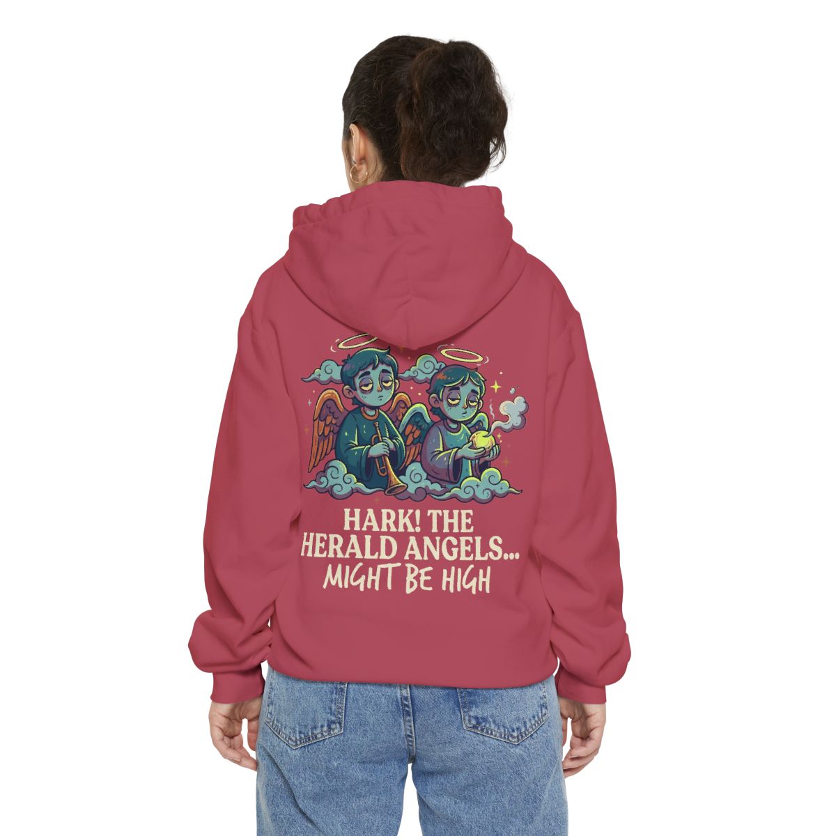 Color: Crimson | Hark The Herald Angels Garment-Dyed Hoodie