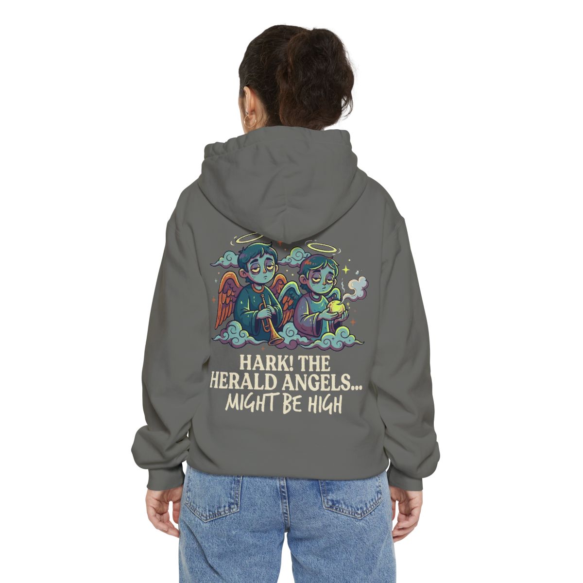 Color: Grey | Hark The Herald Angels Garment-Dyed Hoodie