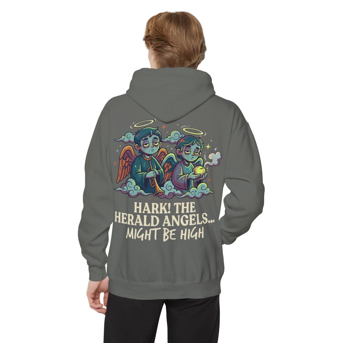 Color: Grey | Hark The Herald Angels Garment-Dyed Hoodie