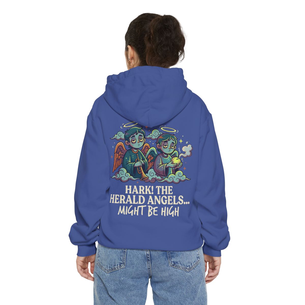 Color: Flo Blue | Hark The Herald Angels Garment-Dyed Hoodie