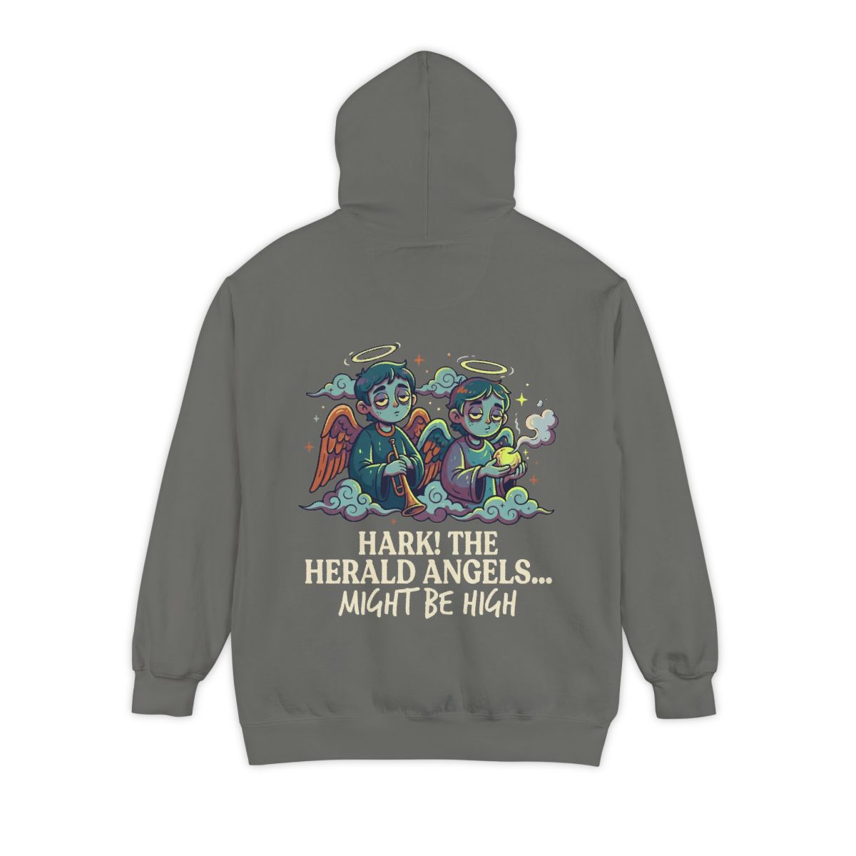 Color: Grey | Hark The Herald Angels Garment-Dyed Hoodie