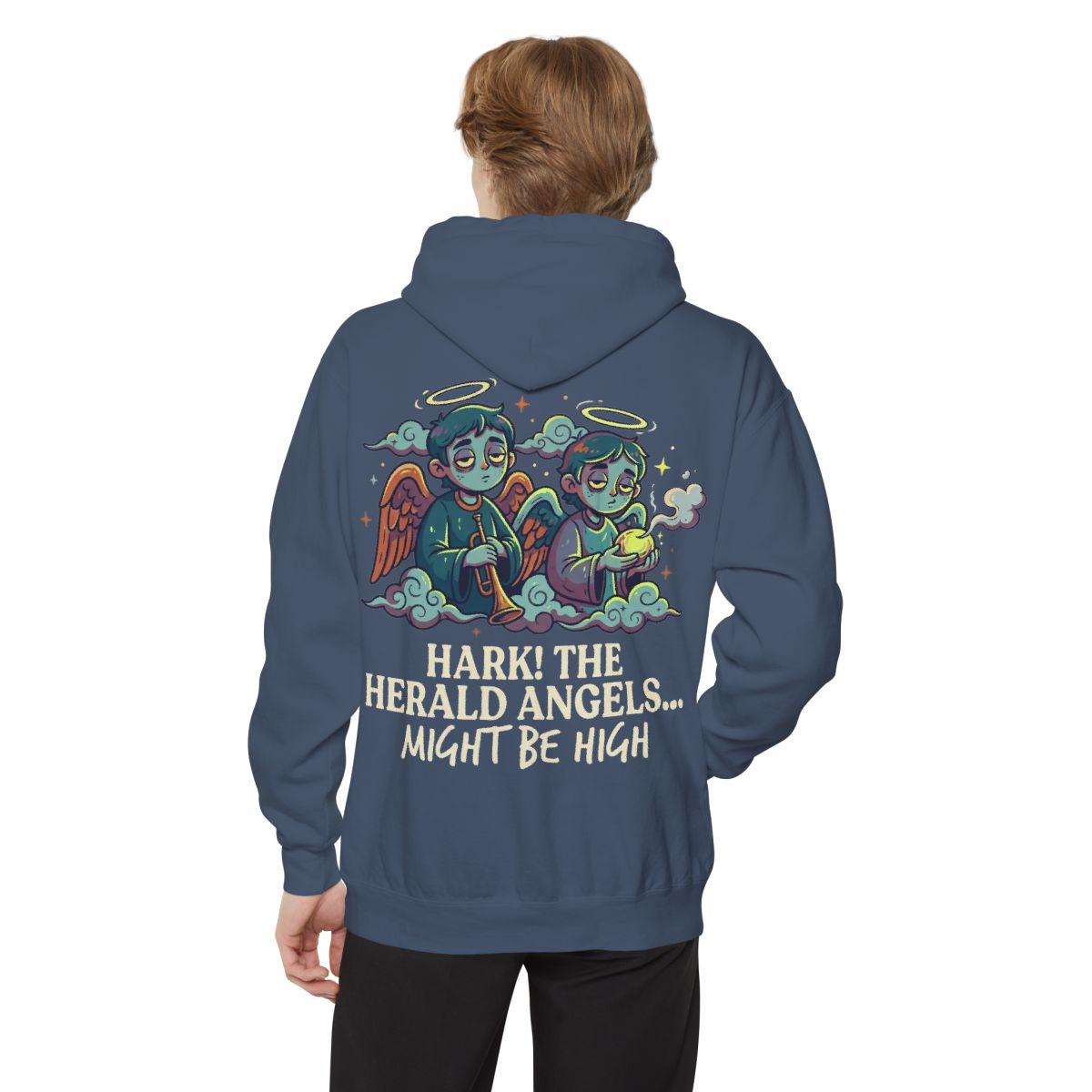 Color: Denim | Hark The Herald Angels Garment-Dyed Hoodie