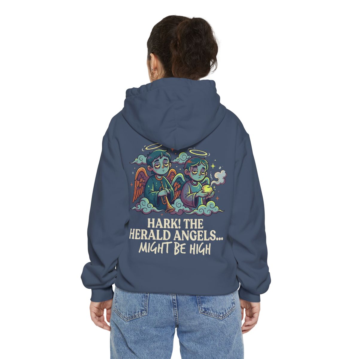 Color: Denim | Hark The Herald Angels Garment-Dyed Hoodie