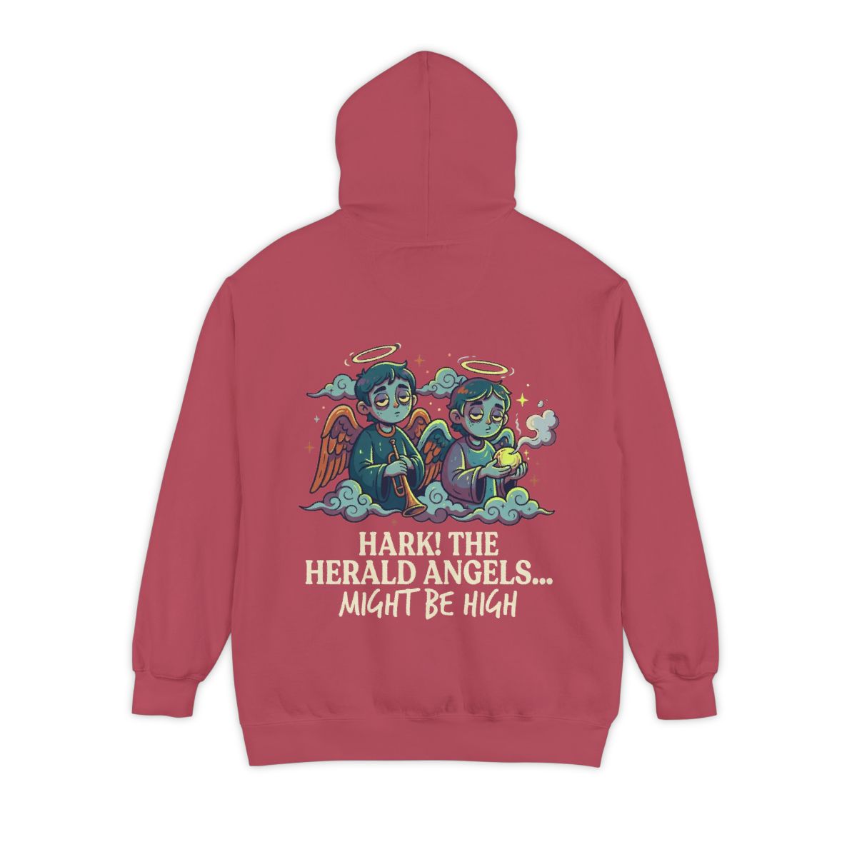 Color: Crimson | Hark The Herald Angels Garment-Dyed Hoodie
