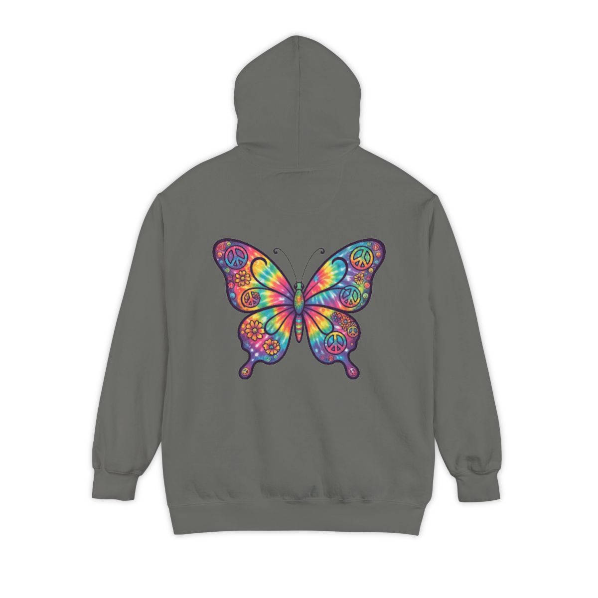 Color: Grey | Hippy Butterfly Garment-Dyed Hoodie