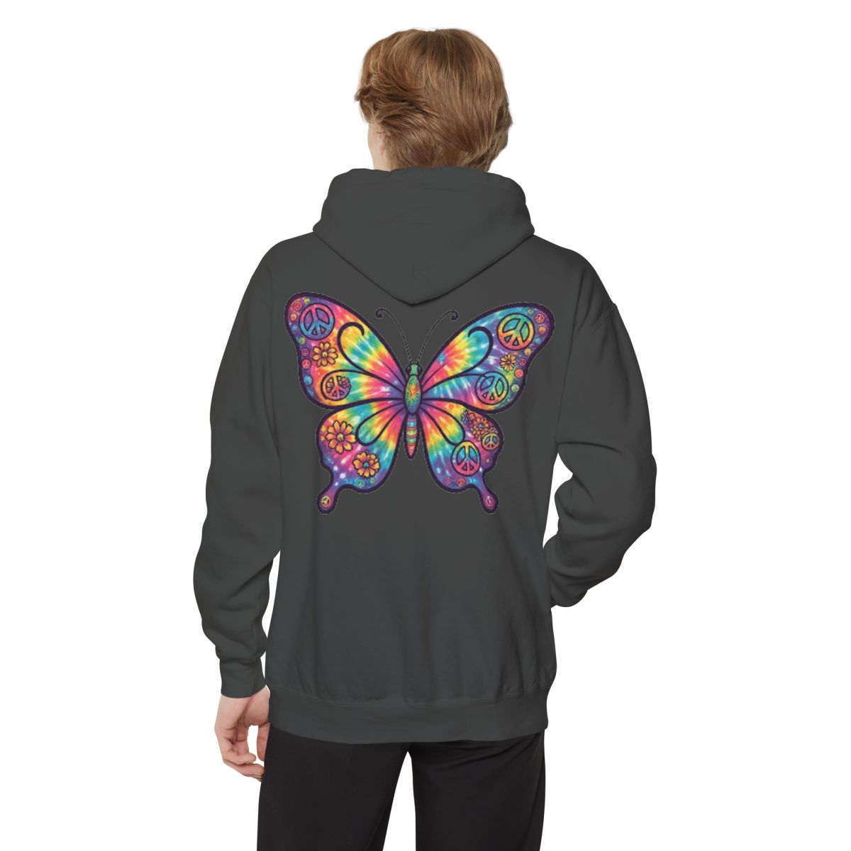 Color: Pepper | Hippy Butterfly Garment-Dyed Hoodie