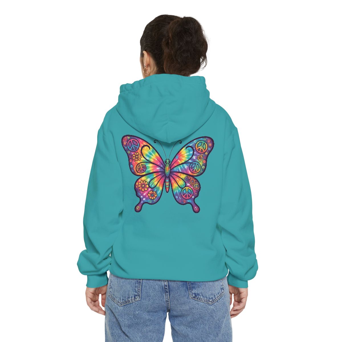 Color: Seafoam | Hippy Butterfly Garment-Dyed Hoodie