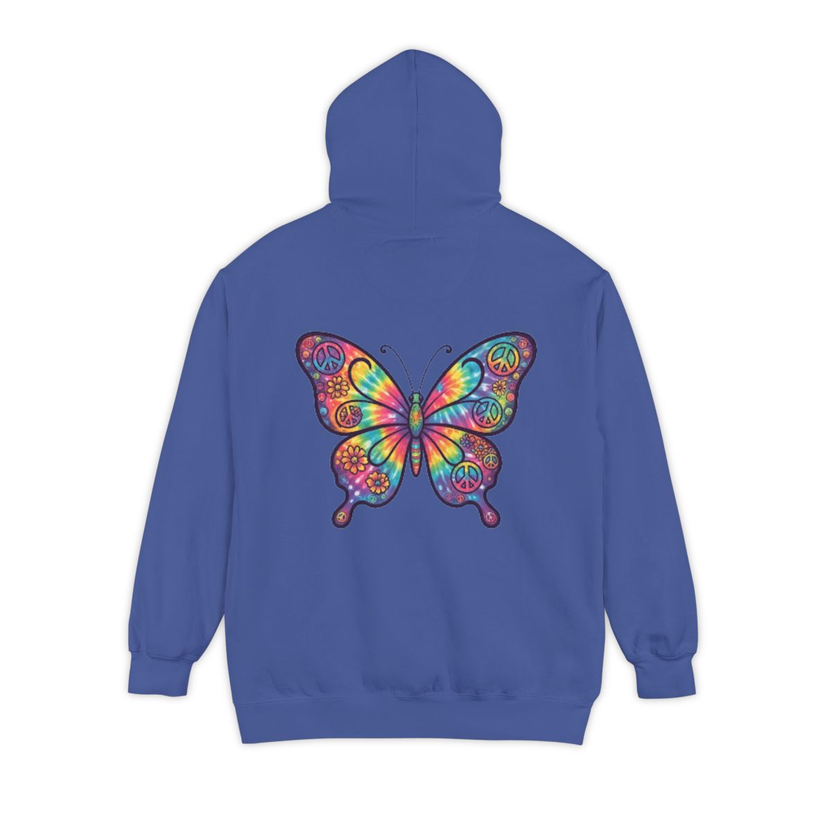 Color: Flo Blue | Hippy Butterfly Garment-Dyed Hoodie