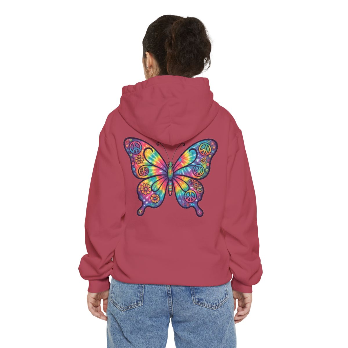 Color: Crimson | Hippy Butterfly Garment-Dyed Hoodie
