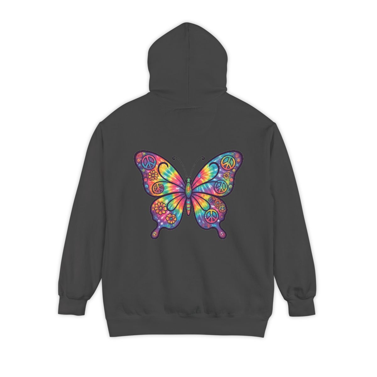 Color: Pepper | Hippy Butterfly Garment-Dyed Hoodie