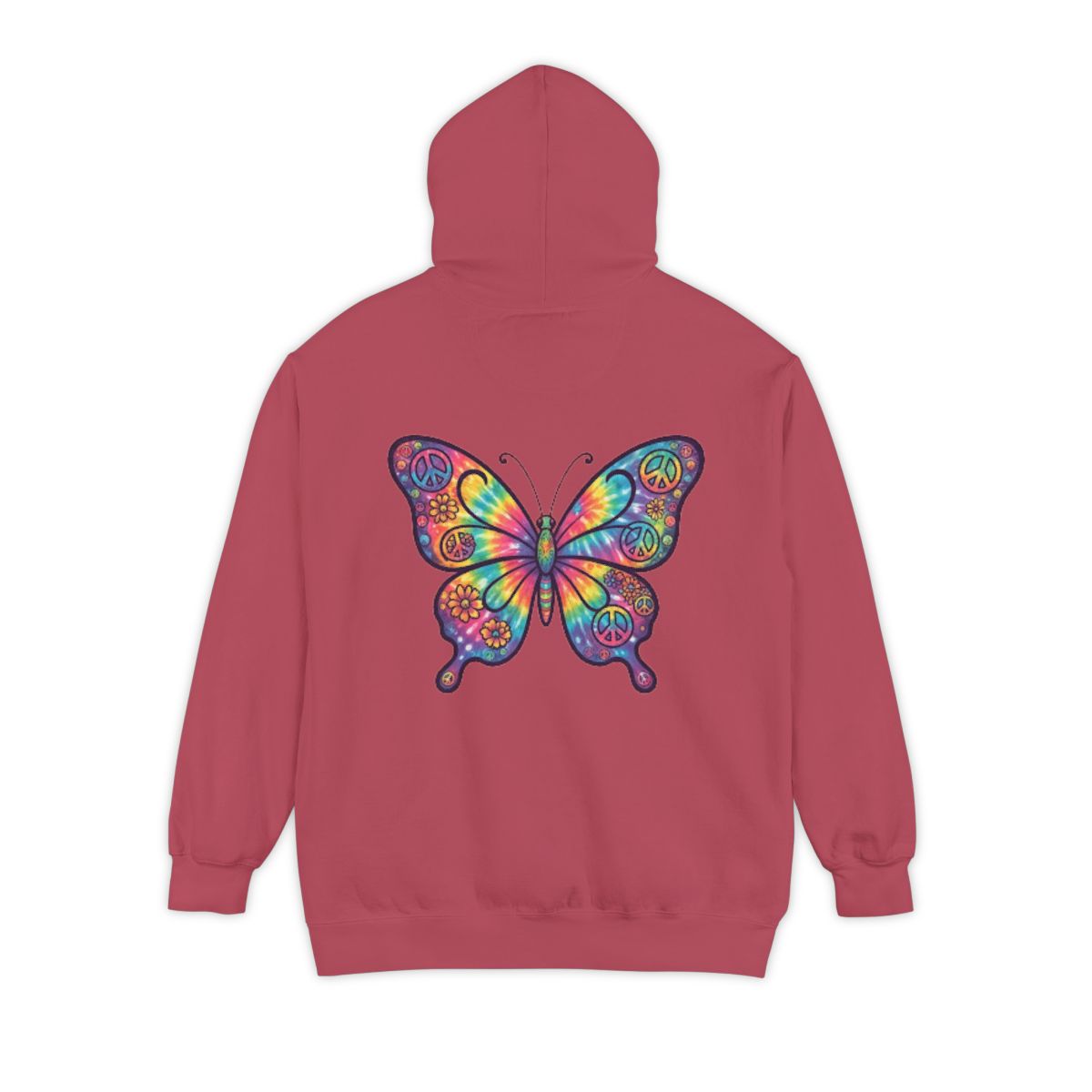 Color: Crimson | Hippy Butterfly Garment-Dyed Hoodie