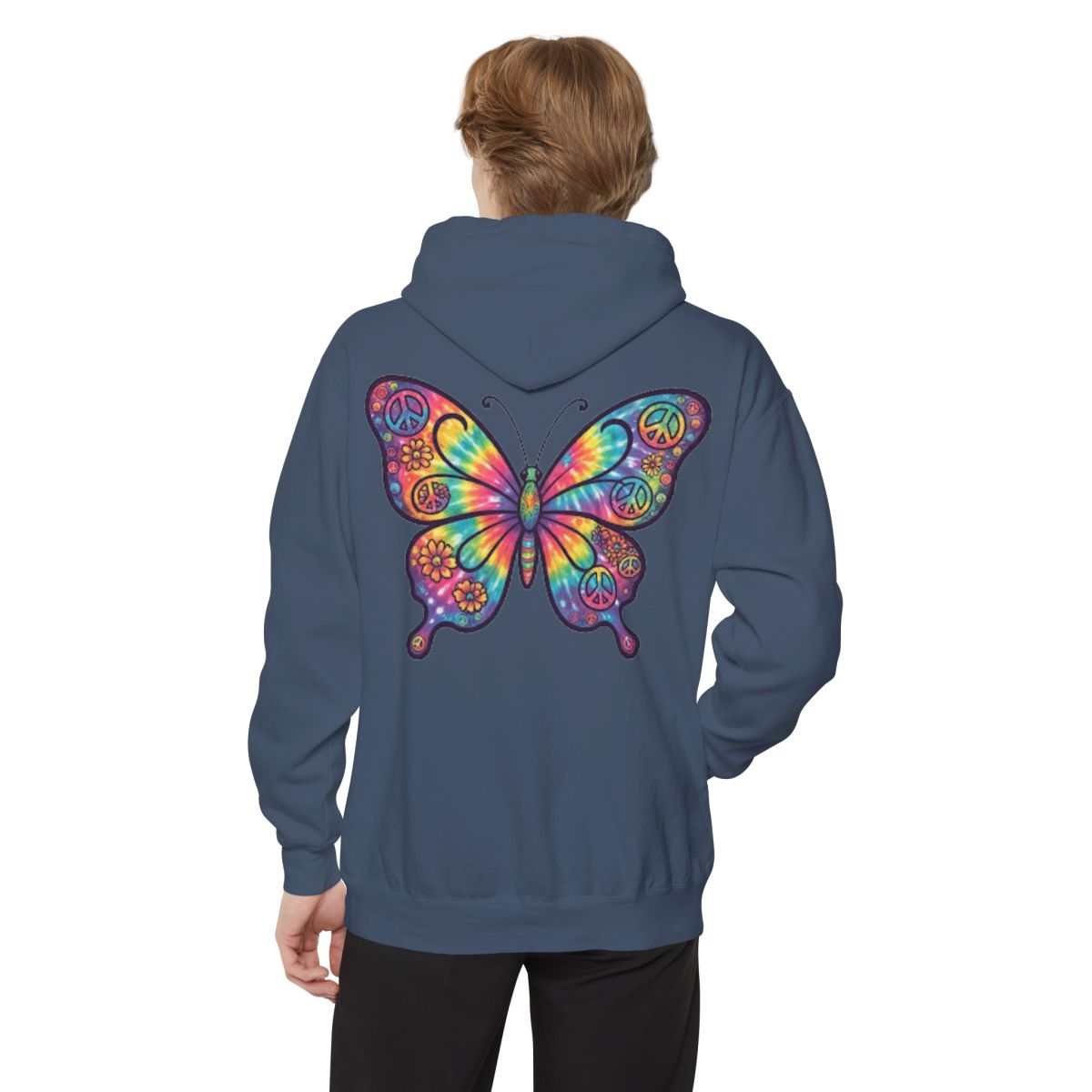 Color: Denim | Hippy Butterfly Garment-Dyed Hoodie
