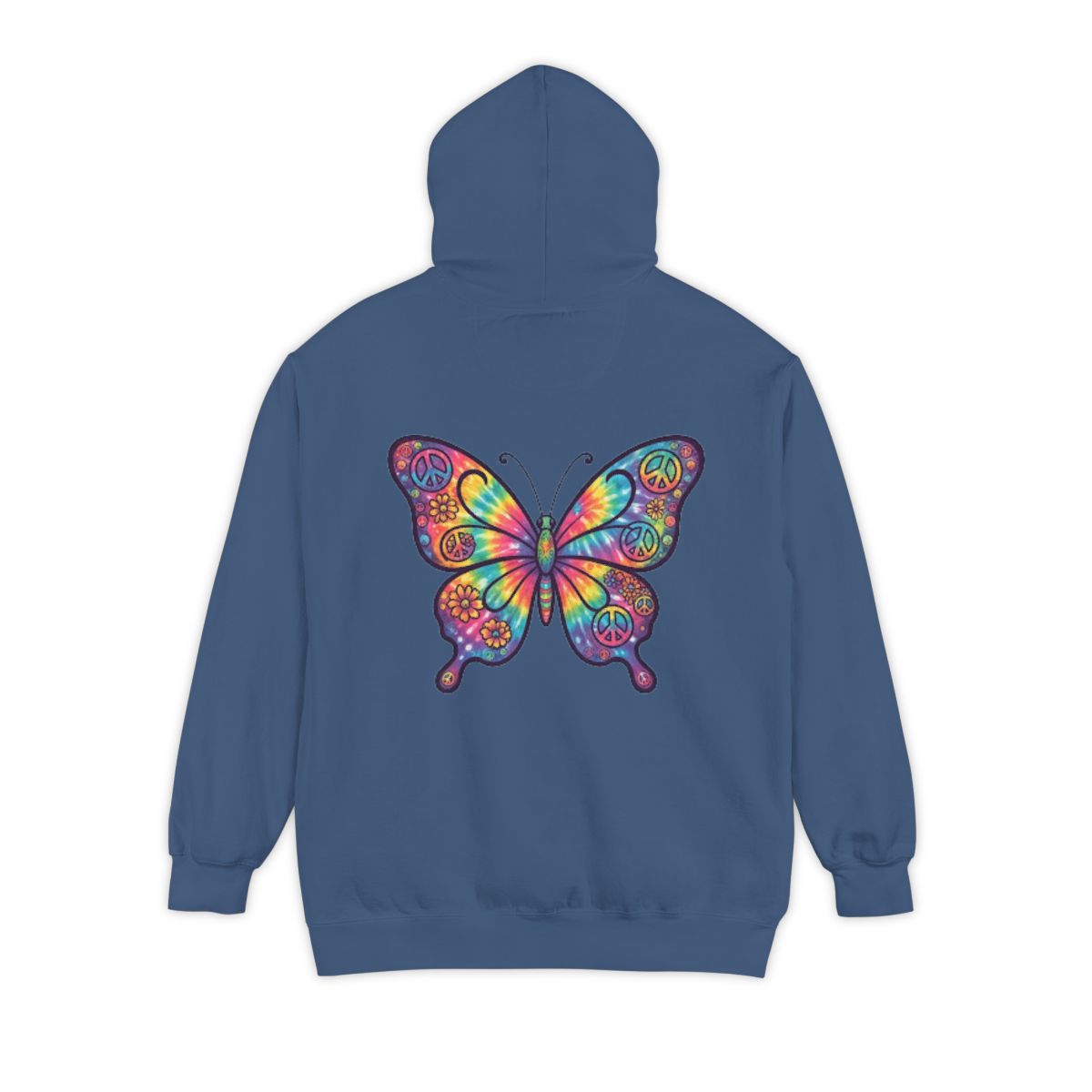 Color: True Navy | Hippy Butterfly Garment-Dyed Hoodie