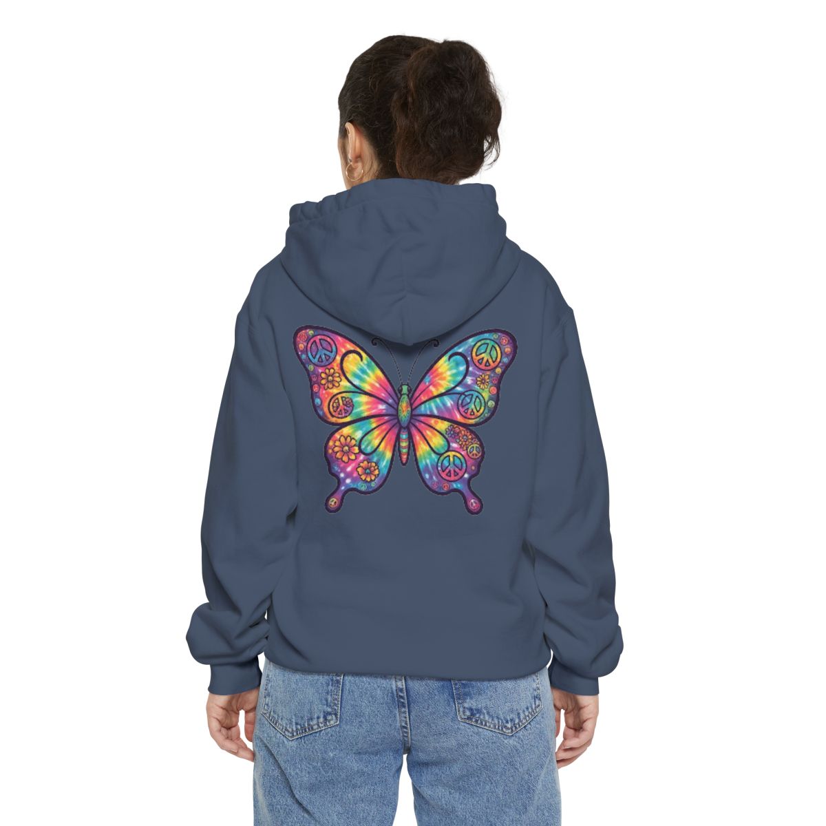 Color: Denim | Hippy Butterfly Garment-Dyed Hoodie