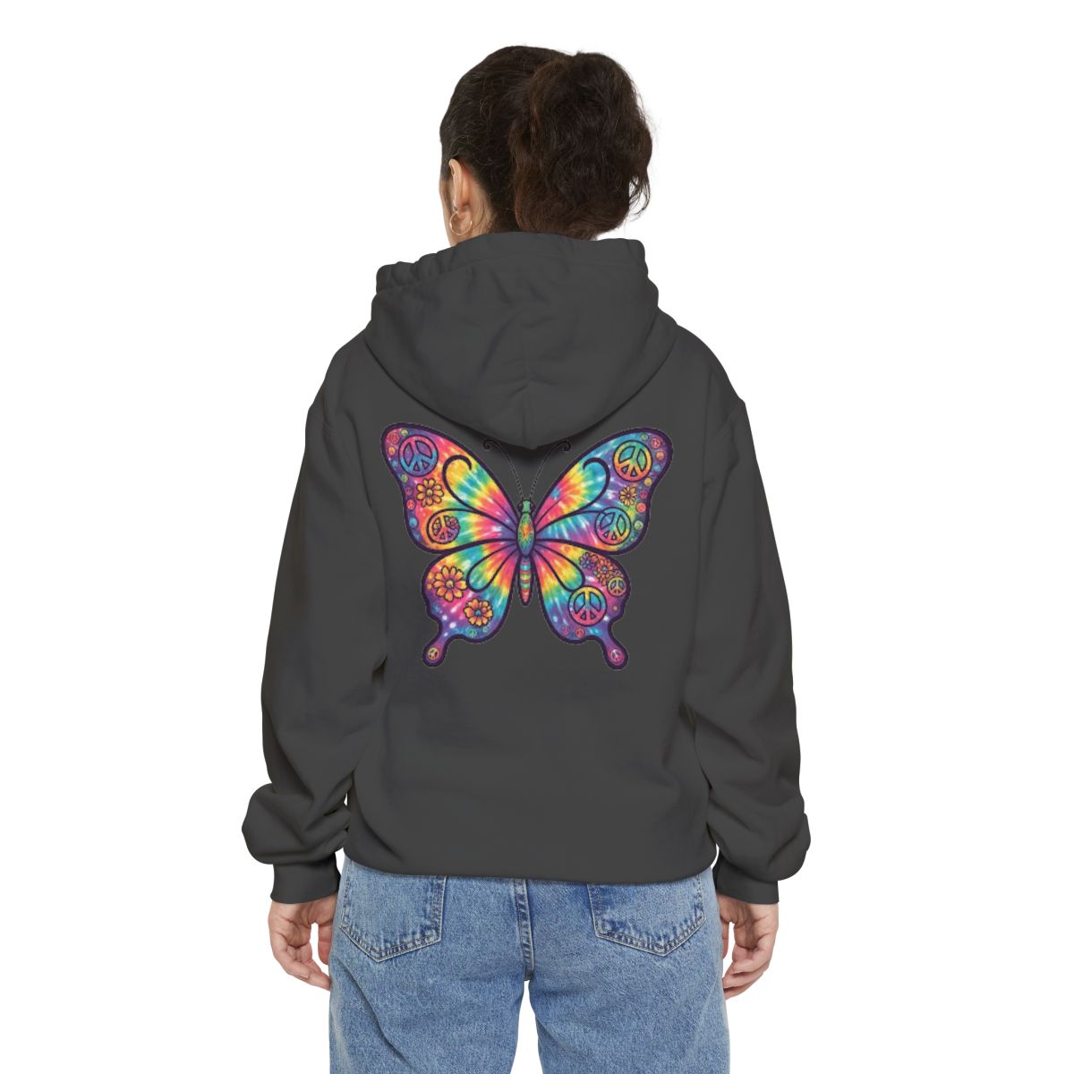 Color: Pepper | Hippy Butterfly Garment-Dyed Hoodie