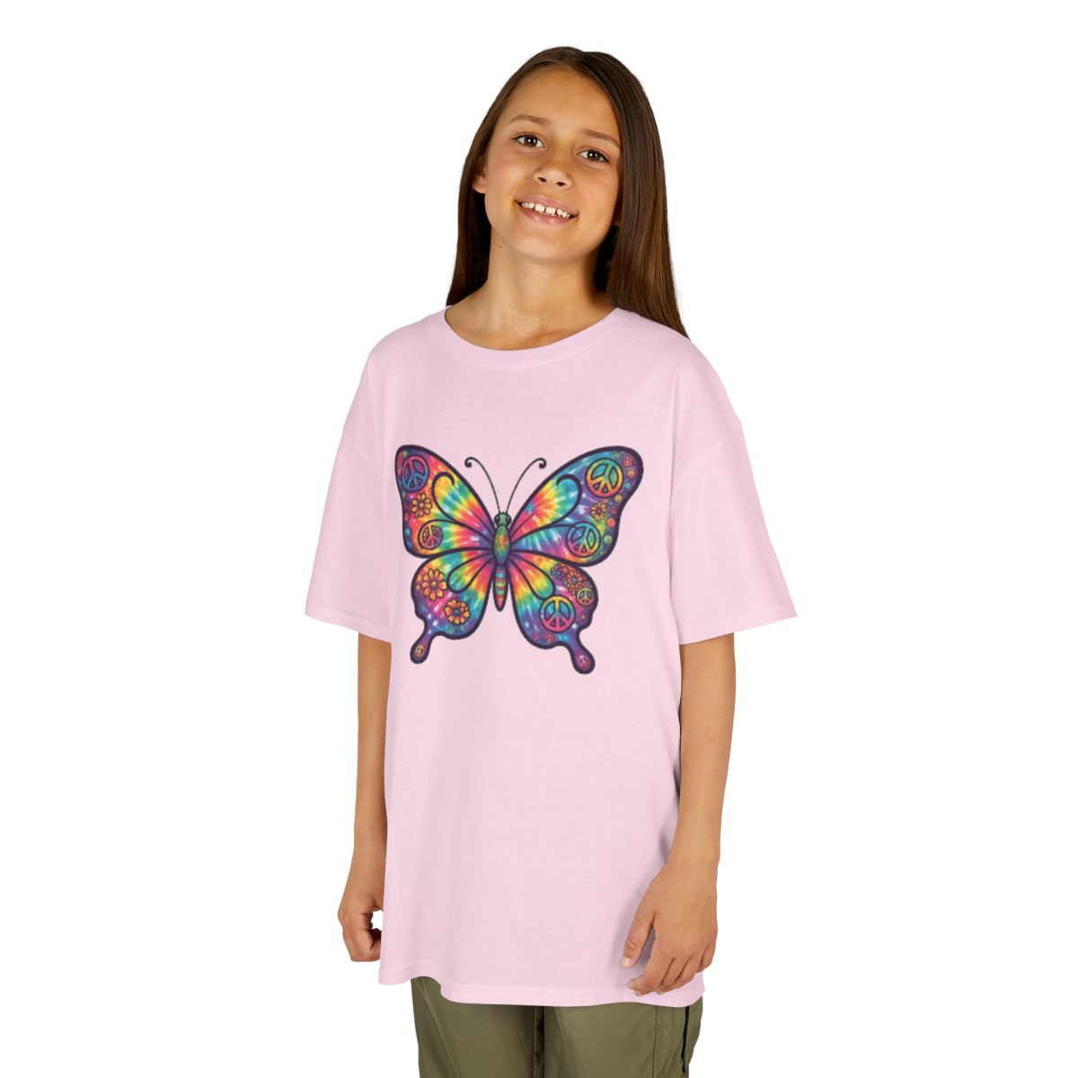 Color: Light Pink | Hippy Butterfly Kids Tee