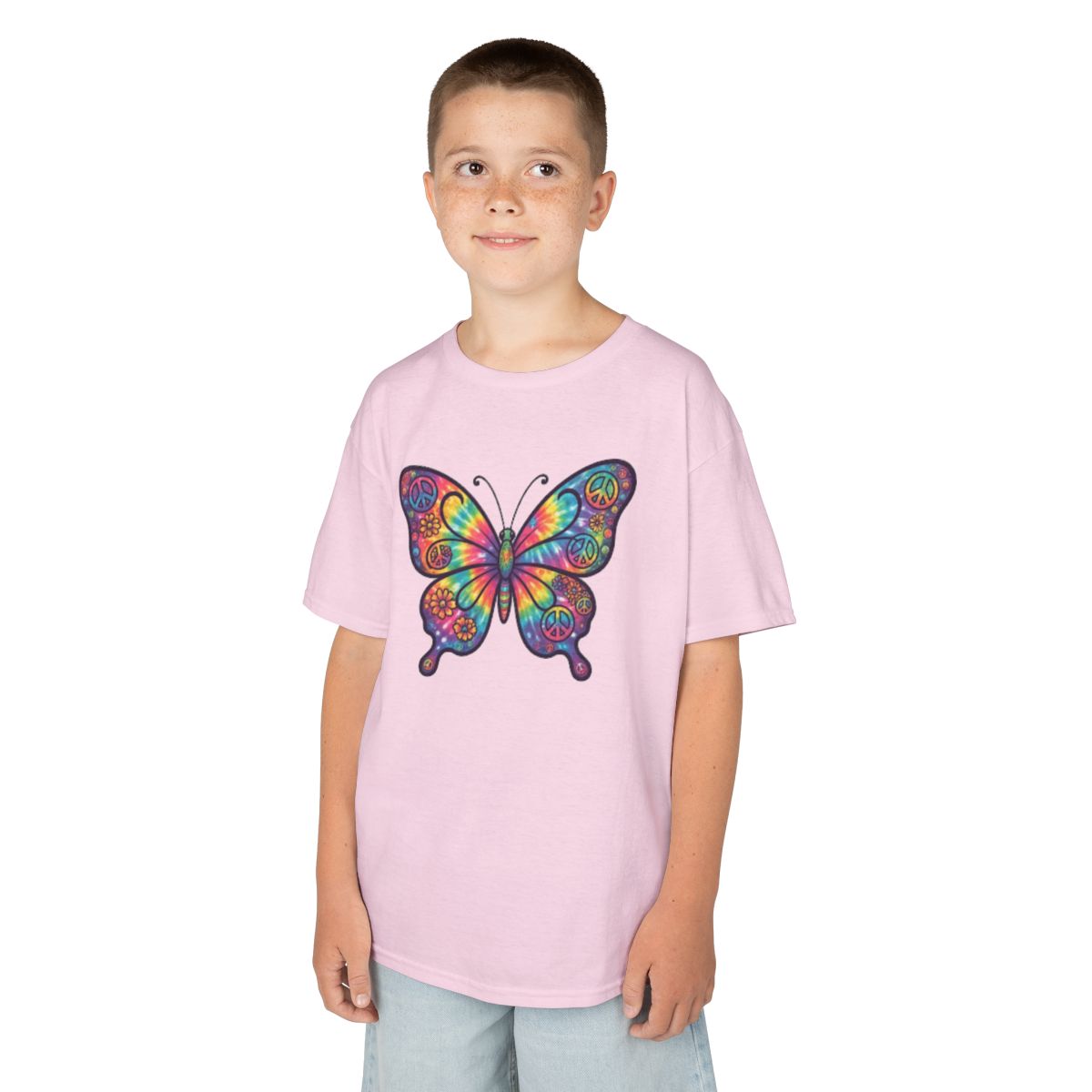 Color: Light Pink | Hippy Butterfly Kids Tee