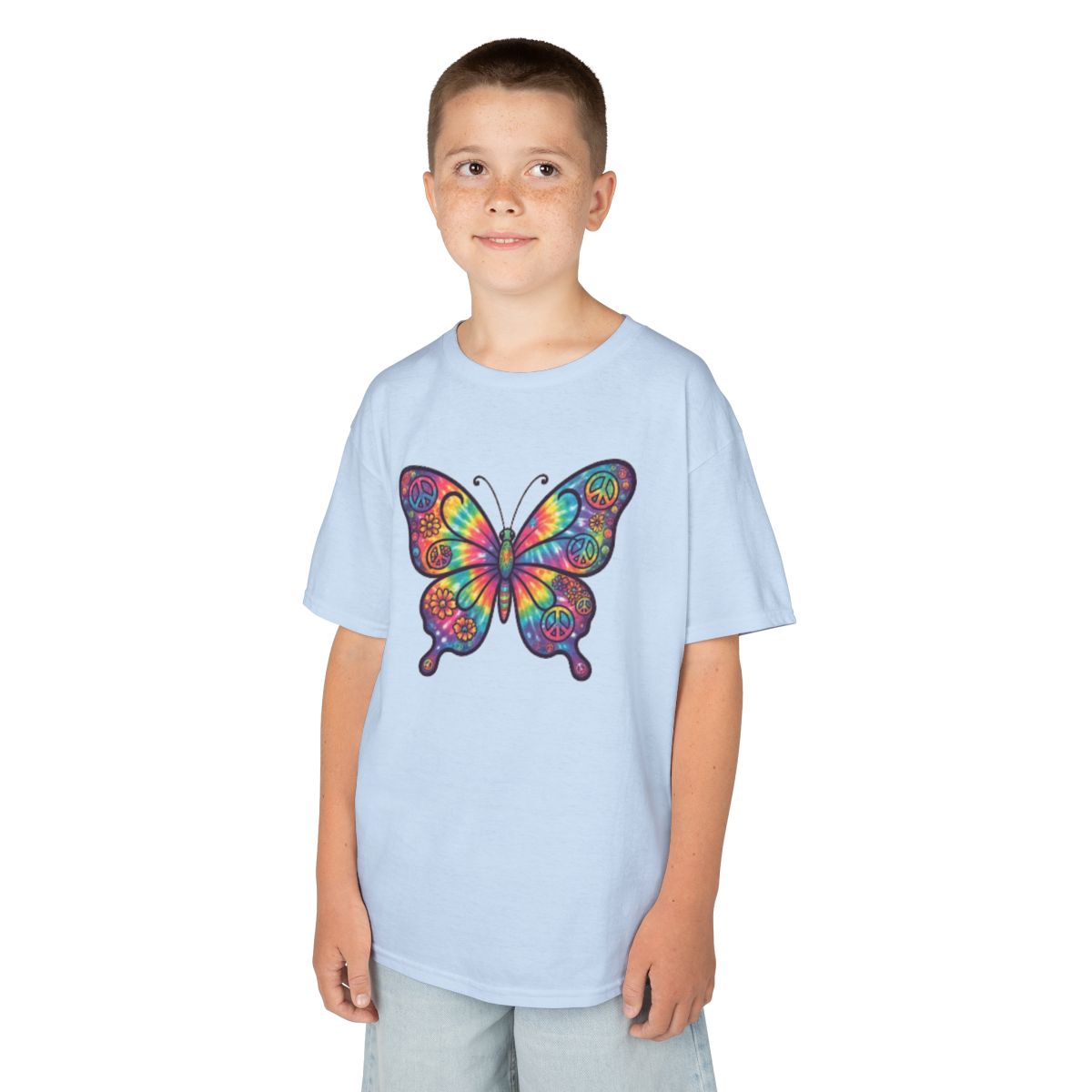 Color: Light Blue | Hippy Butterfly Kids Tee