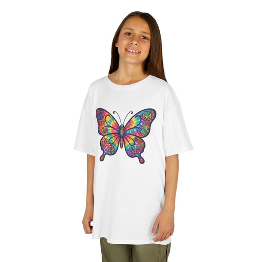 Color: White | Hippy Butterfly Kids Tee