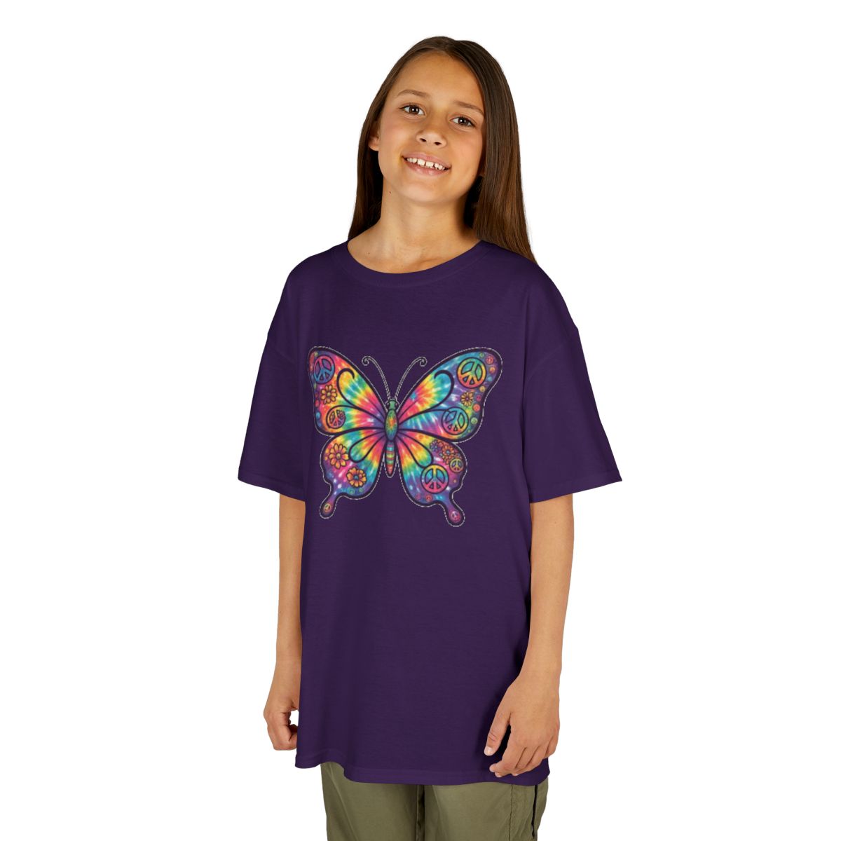 Color: Purple | Hippy Butterfly Kids Tee