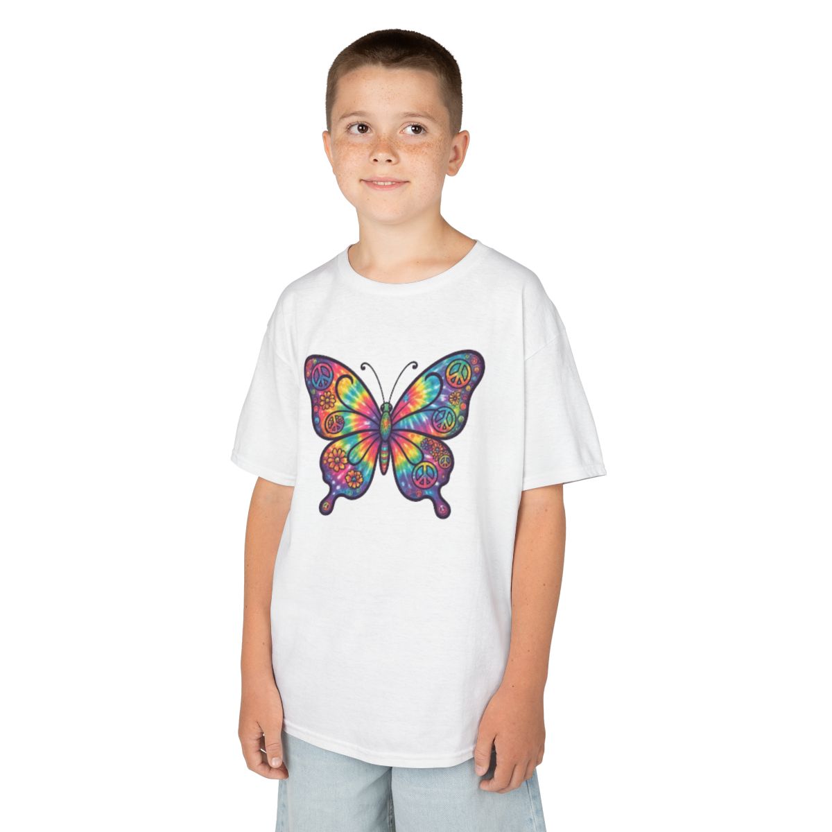 Color: White | Hippy Butterfly Kids Tee