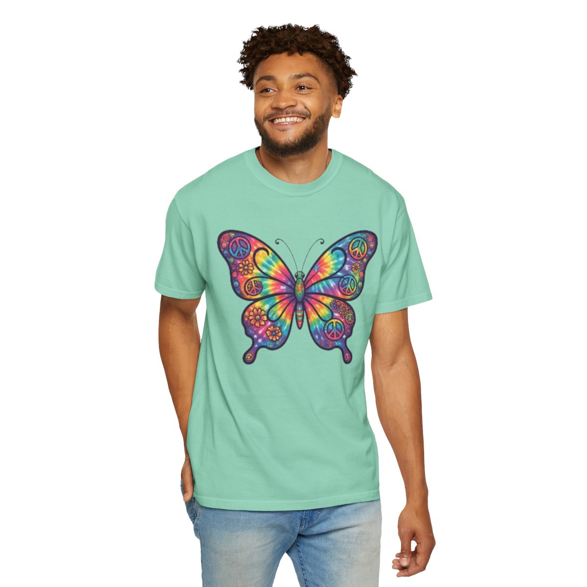 Color: Island Reef | Hippy Butterfly Unisex Garment-Dyed Tee