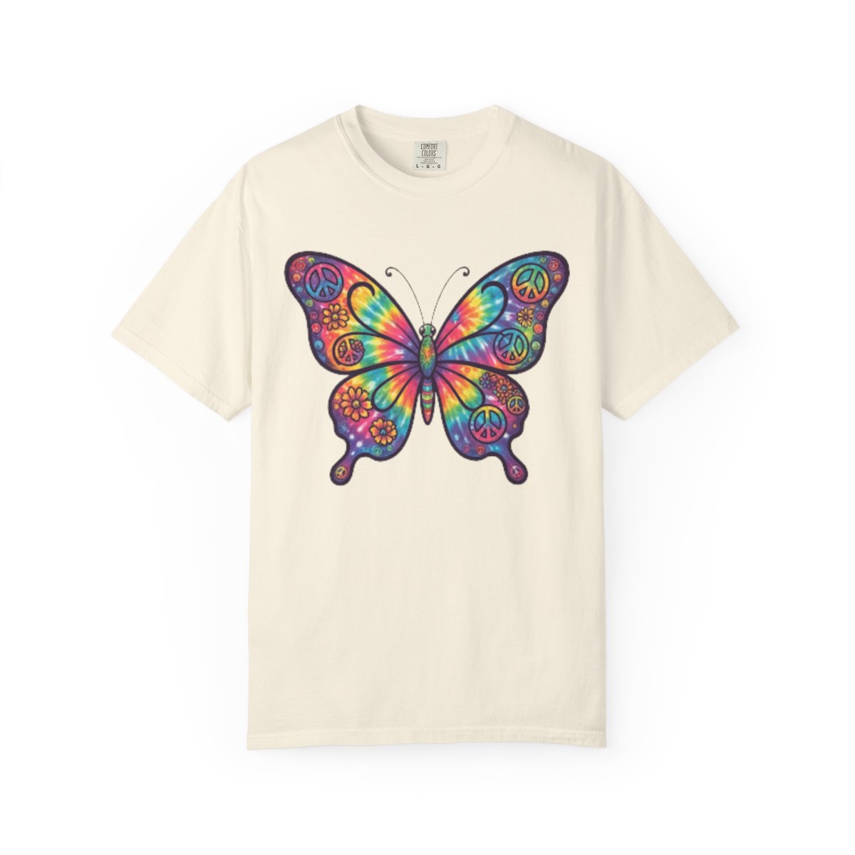 Color: Ivory | Hippy Butterfly Unisex Garment-Dyed Tee