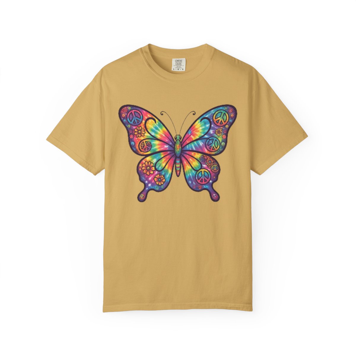 Color: Mustard | Hippy Butterfly Unisex Garment-Dyed Tee