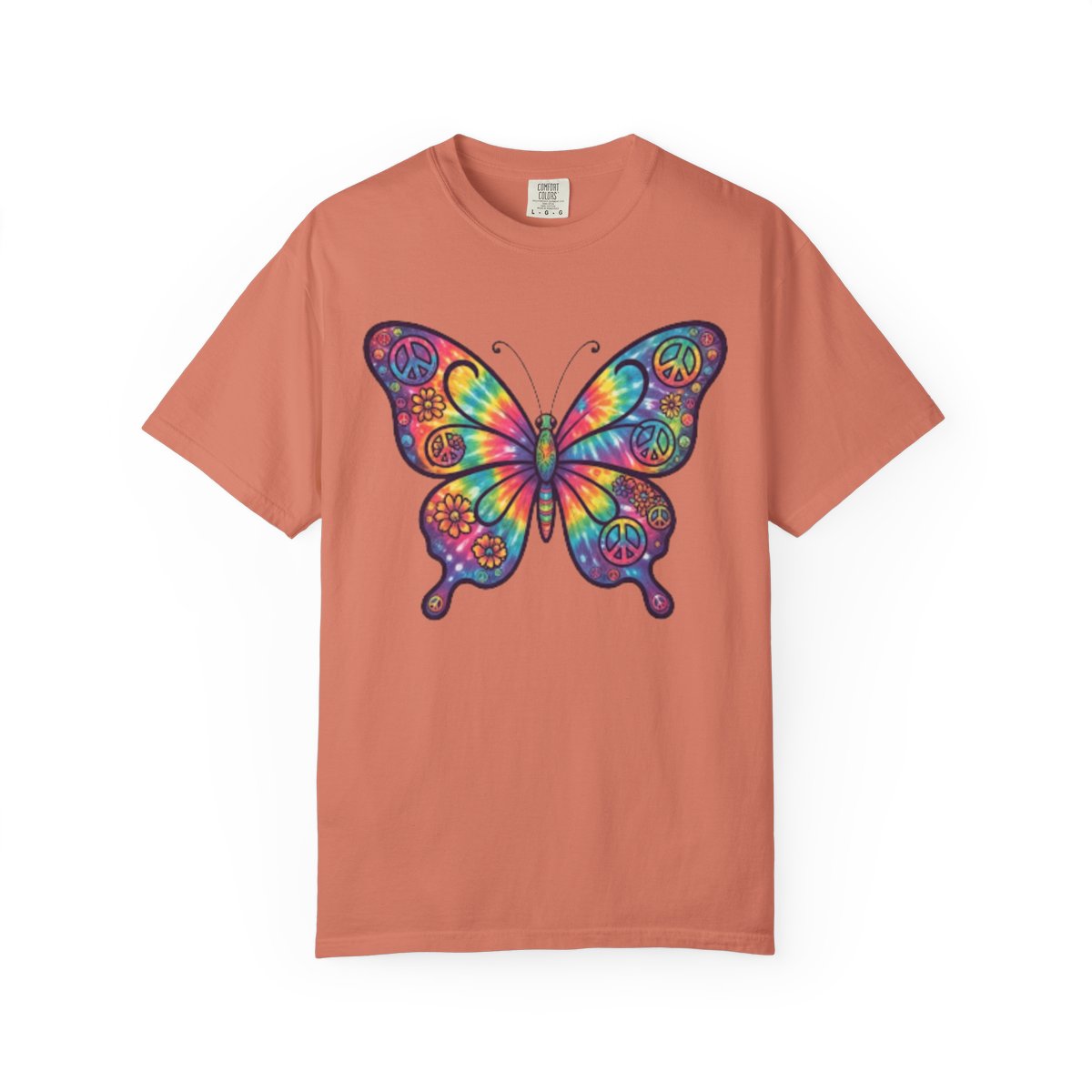 Color: Terracotta | Hippy Butterfly Unisex Garment-Dyed Tee