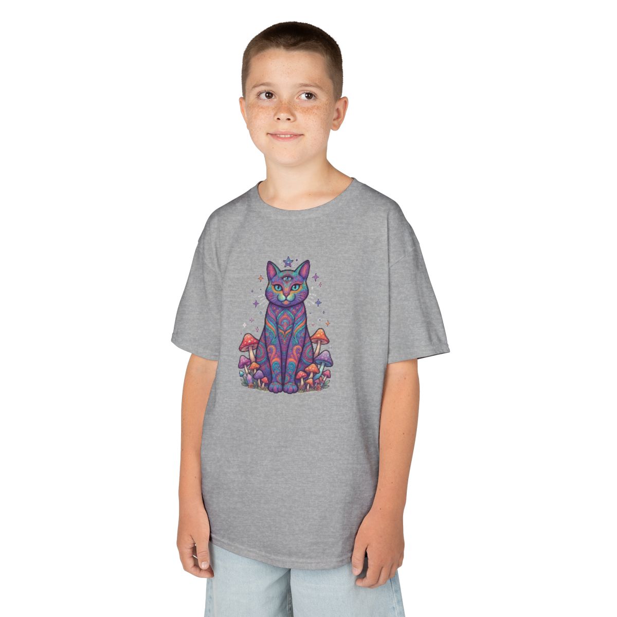 Color: Sport Grey | Hippy Cat Kids Tee
