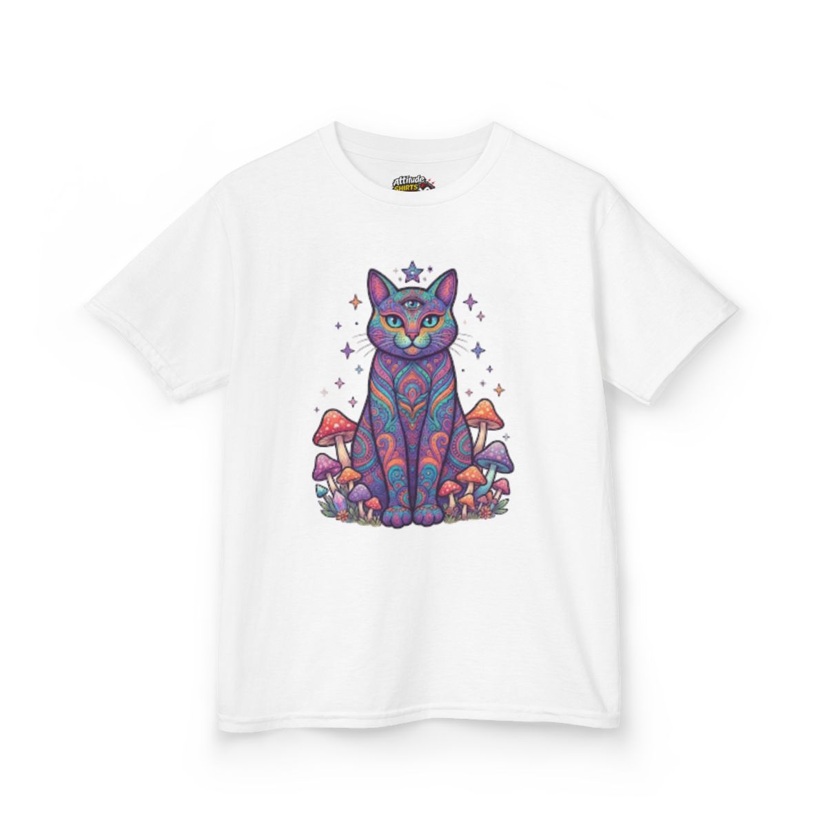 Color: White | Hippy Cat Kids Tee