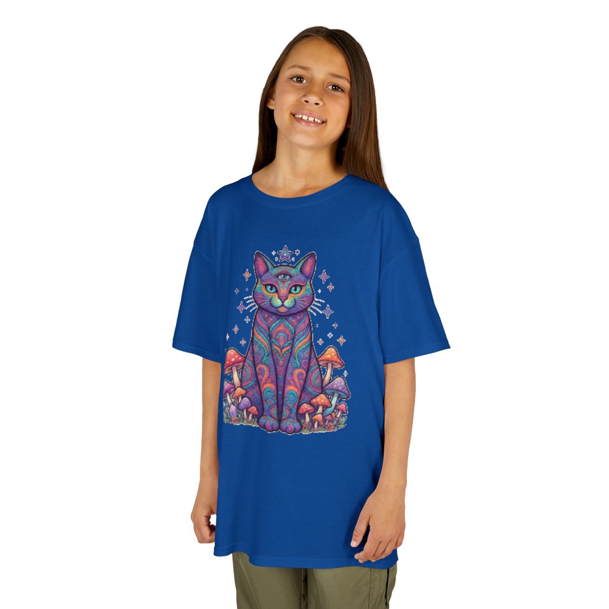 Color: Royal | Hippy Cat Kids Tee