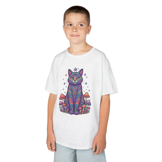 Color: White | Hippy Cat Kids Tee