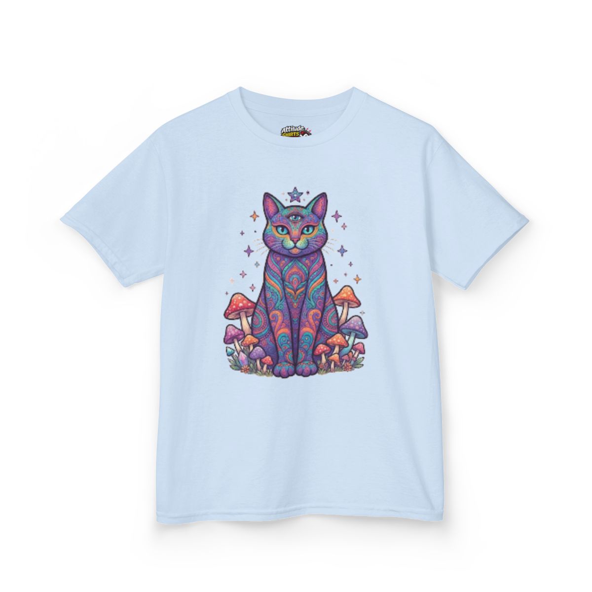 Color: Light Blue | Hippy Cat Kids Tee