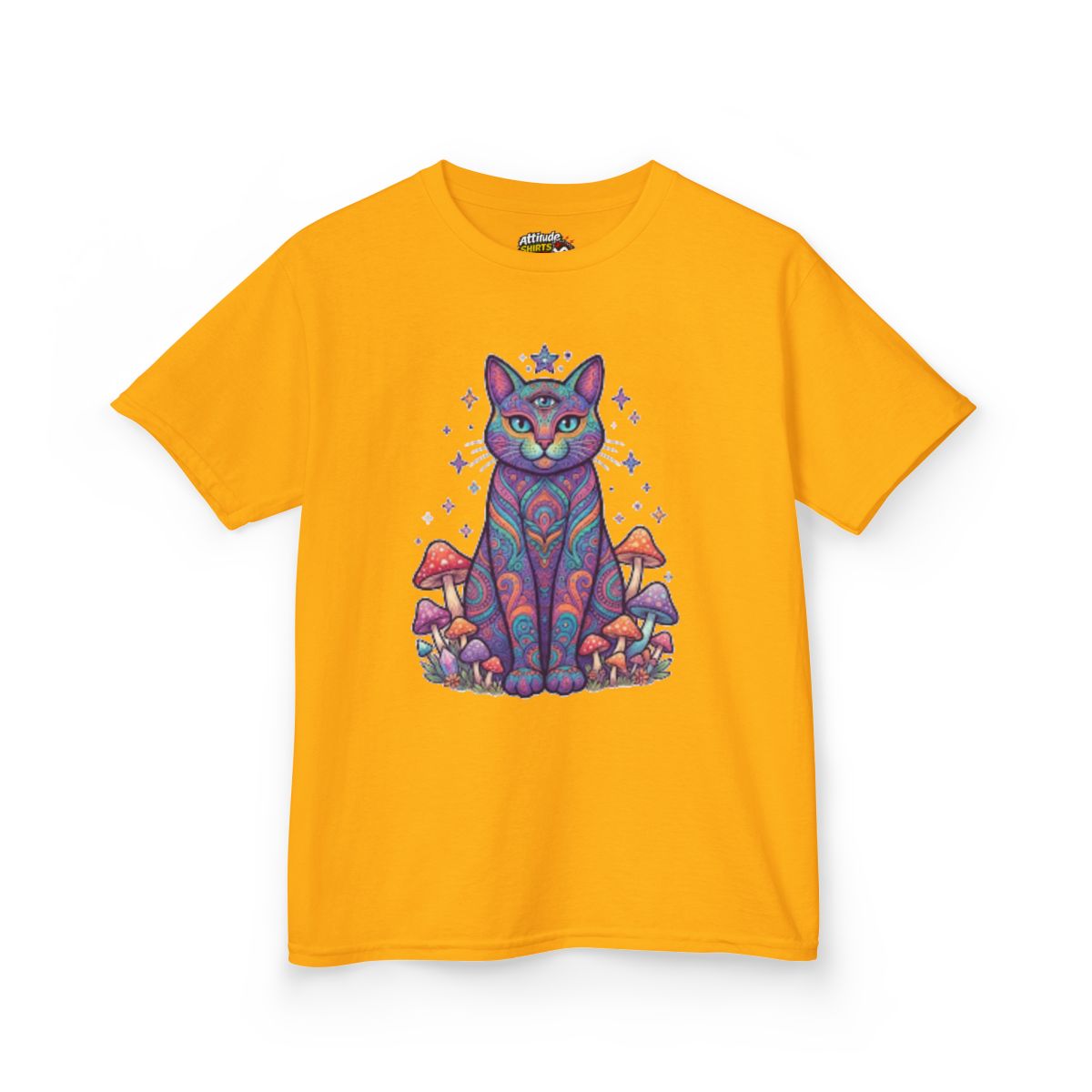 Color: Gold | Hippy Cat Kids Tee