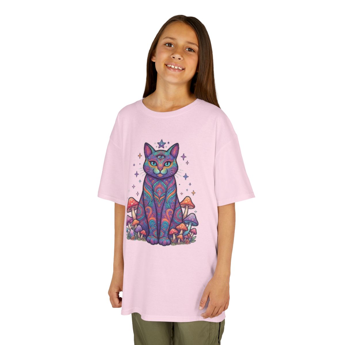 Color: Light Pink | Hippy Cat Kids Tee