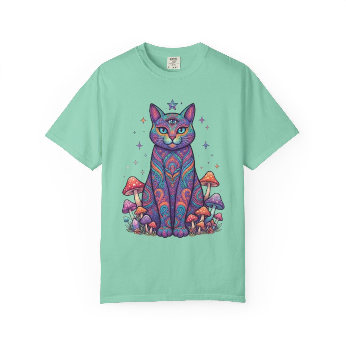 Color: Island Reef | Hippy Cat Unisex Garment-Dyed Tee