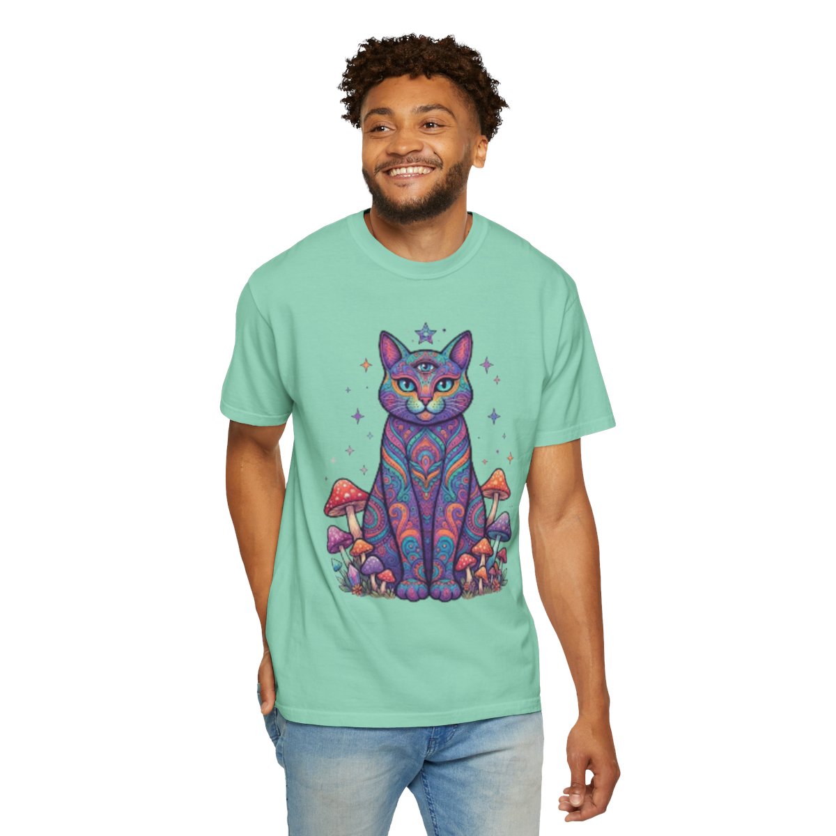 Color: Island Reef | Hippy Cat Unisex Garment-Dyed Tee