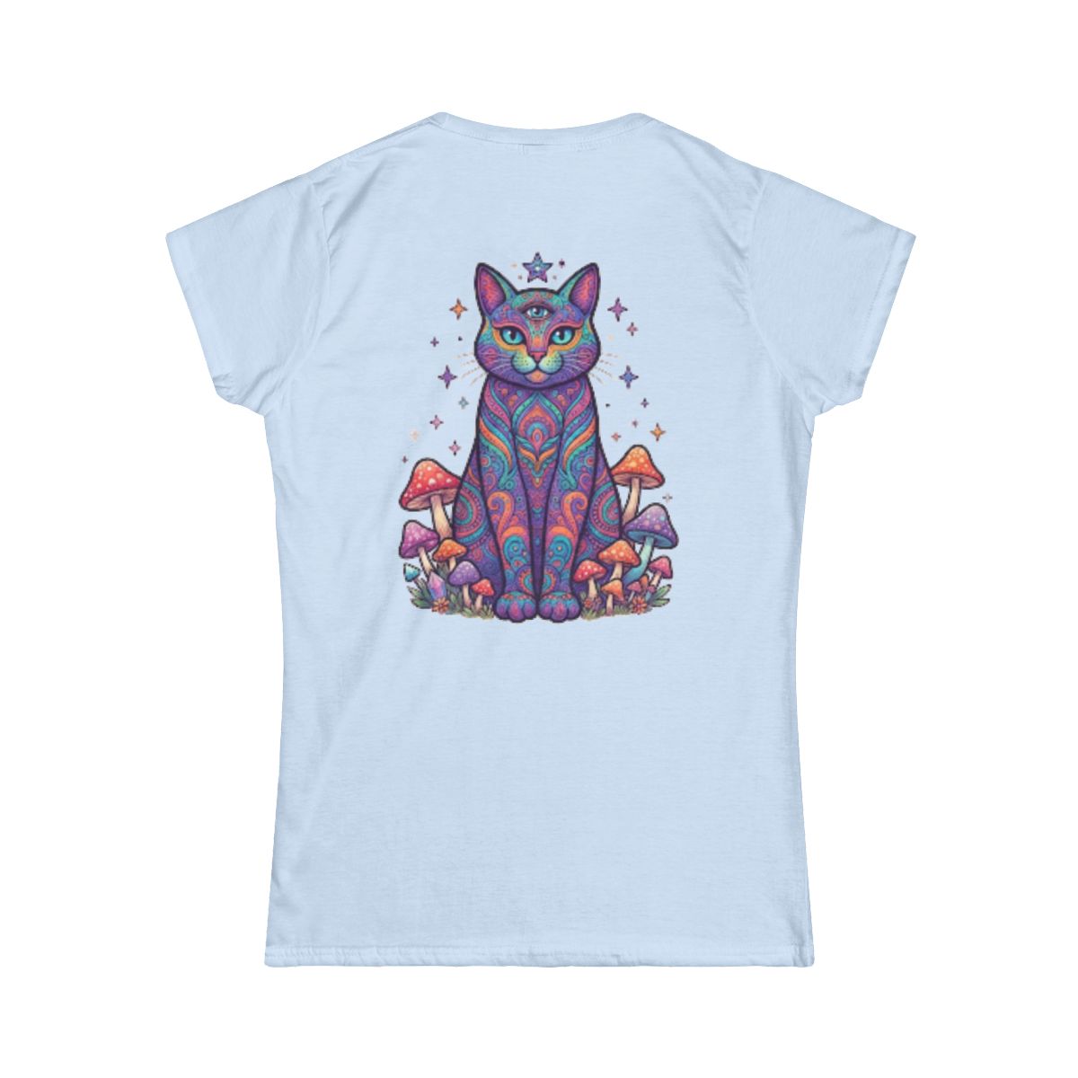Color: Light Blue | Hippy Cat Women's Tee