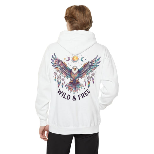 Color: White | Hippy Eagle Garment-Dyed Hoodie