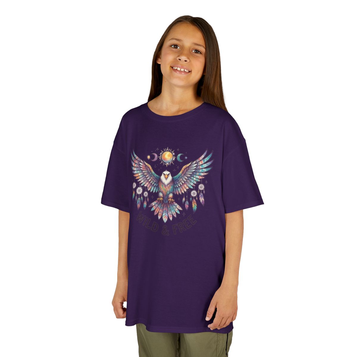 Color: Purple | Hippy Eagle Kids Tee