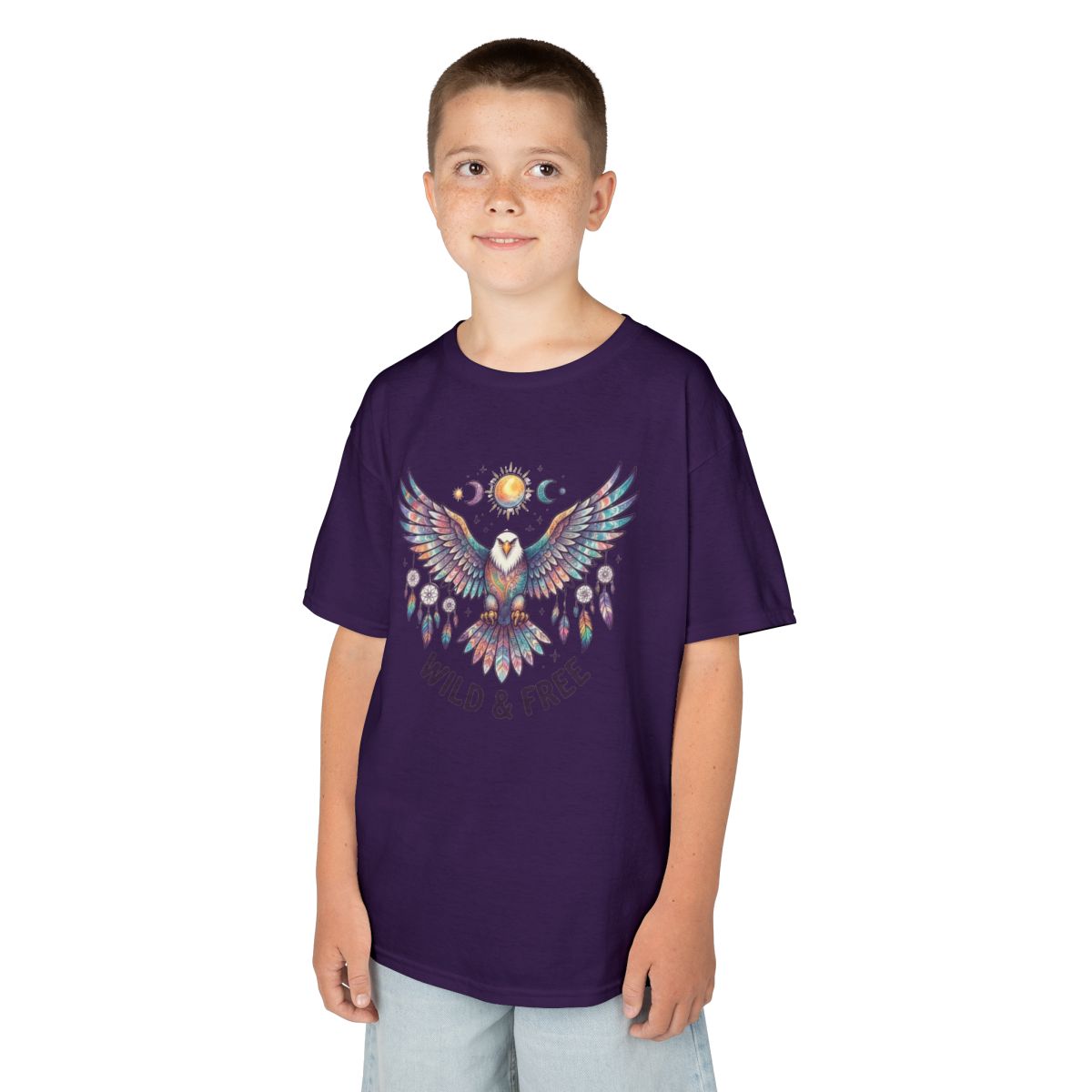 Color: Purple | Hippy Eagle Kids Tee