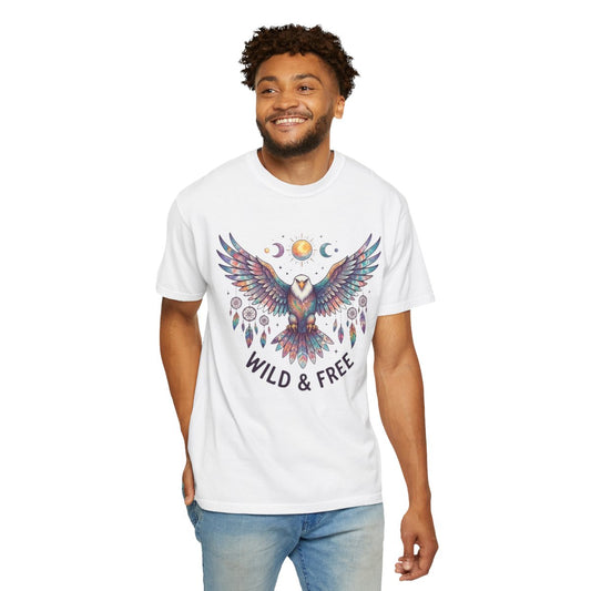 Color: White | Hippy Eagle Unisex Garment-Dyed Tee